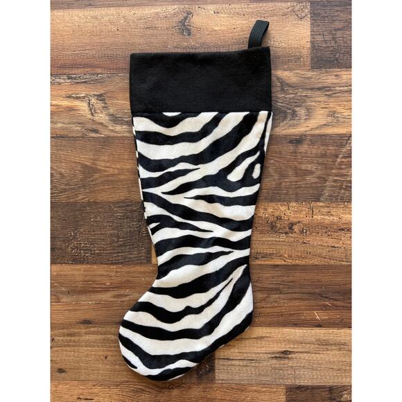 Zebra Animal Print Christmas Stocking Handmade 21" Long - Picture 1 of 1